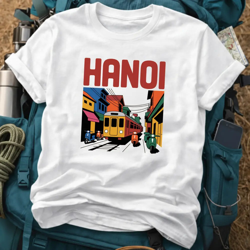 Hanoi Vietnam T-Shirt – Train Street Pop Art Graphic Tee