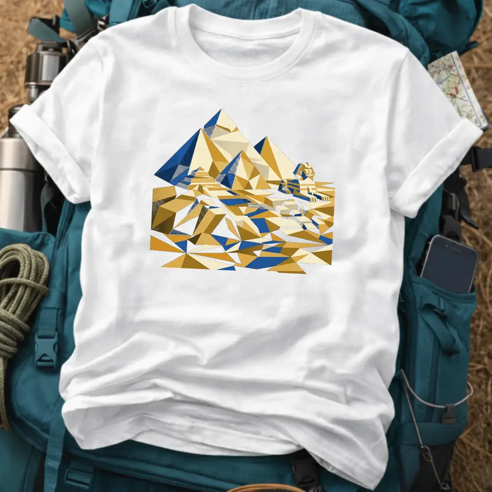 Giza Pyramids Egypt Cubist T-Shirt – Modern Art Great Sphinx Graphic Tee