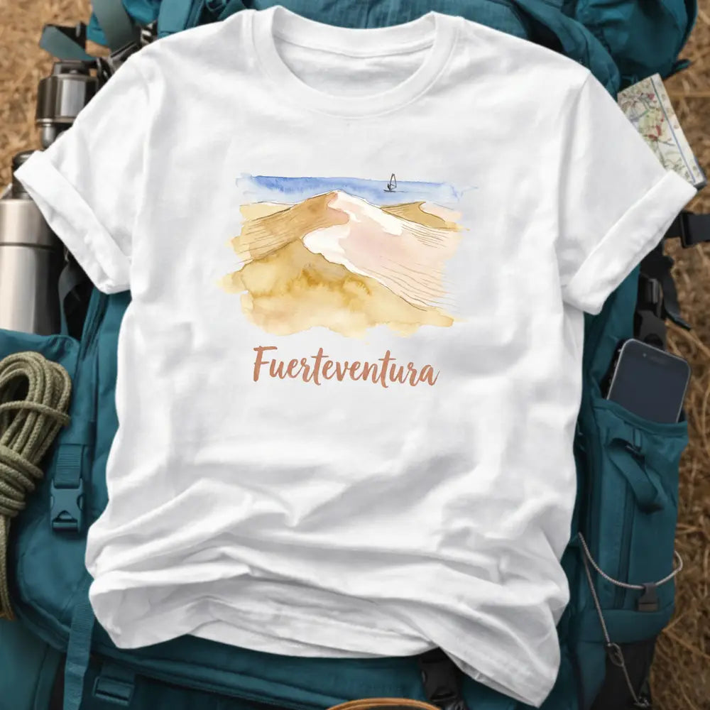 Fuerteventura Spain T-Shirt – Retro Watercolor Corralejo Sand Dunes Graphic Tee