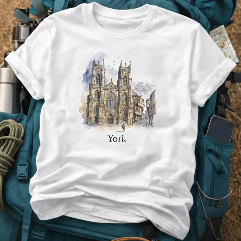 York England T-Shirt – Retro Watercolor York Minster & Shambles Graphic Tee