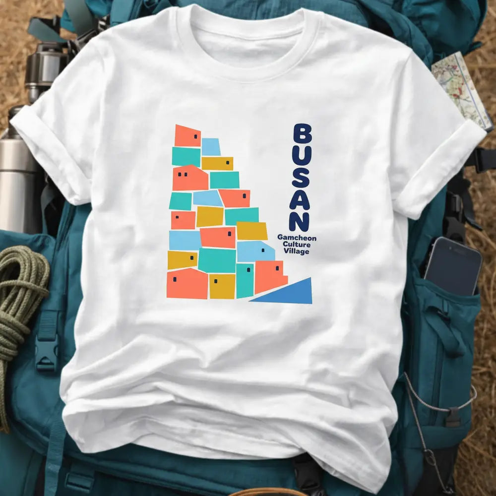 Busan South Korea T-Shirt – Geometric Gamcheon Culture Village Graphic Tee