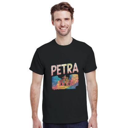 Petra Jordan Unisex Travel T-Shirt featuring a man