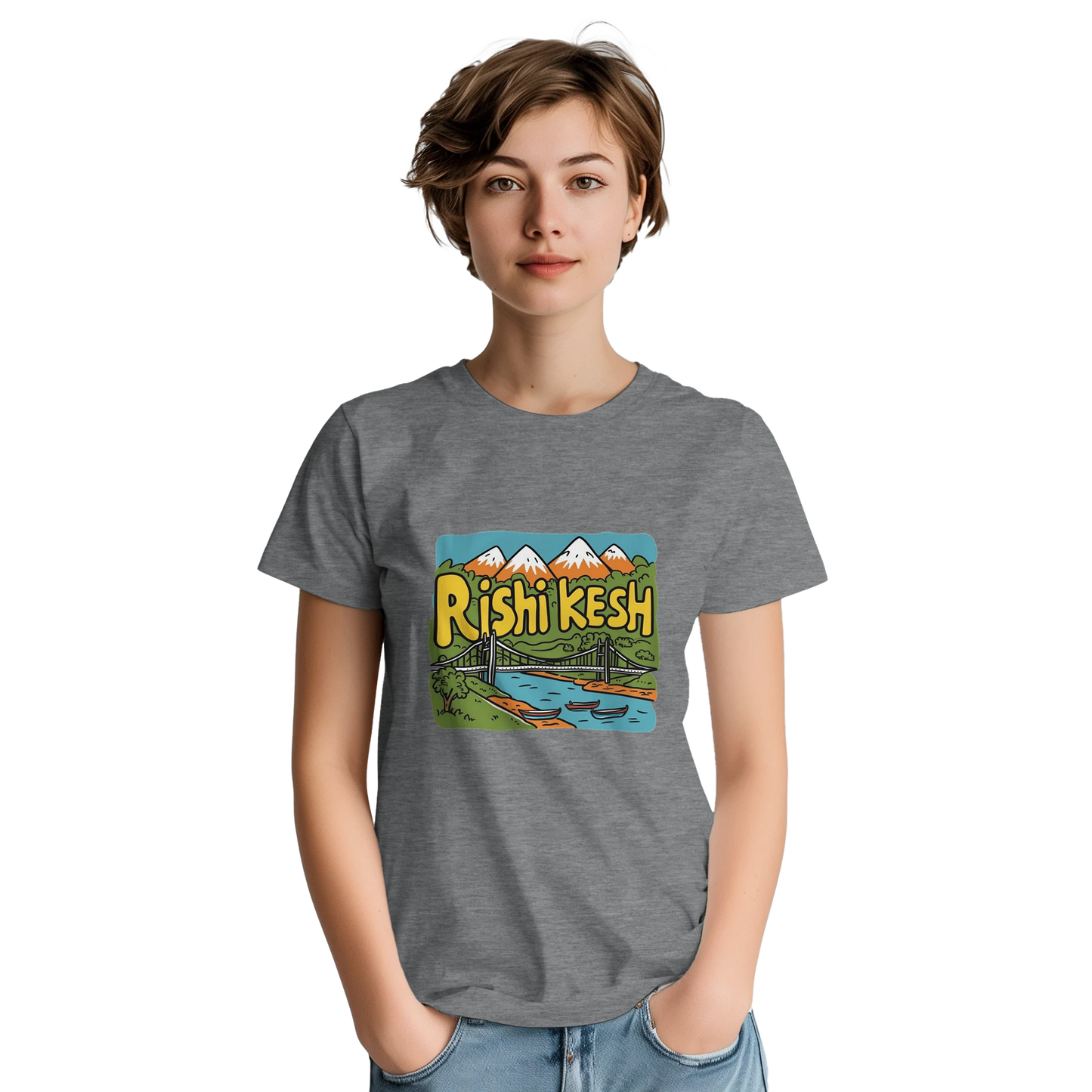 Rishikesh India Unisex Travel T-Shirt featuring a person