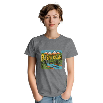 Rishikesh India Unisex Travel T-Shirt featuring a person