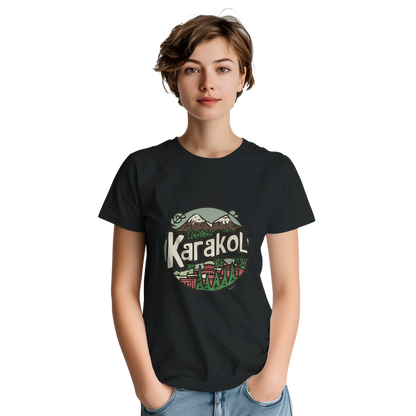 Karakol Kyrgyzstan Unisex Travel T-Shirt featuring a person