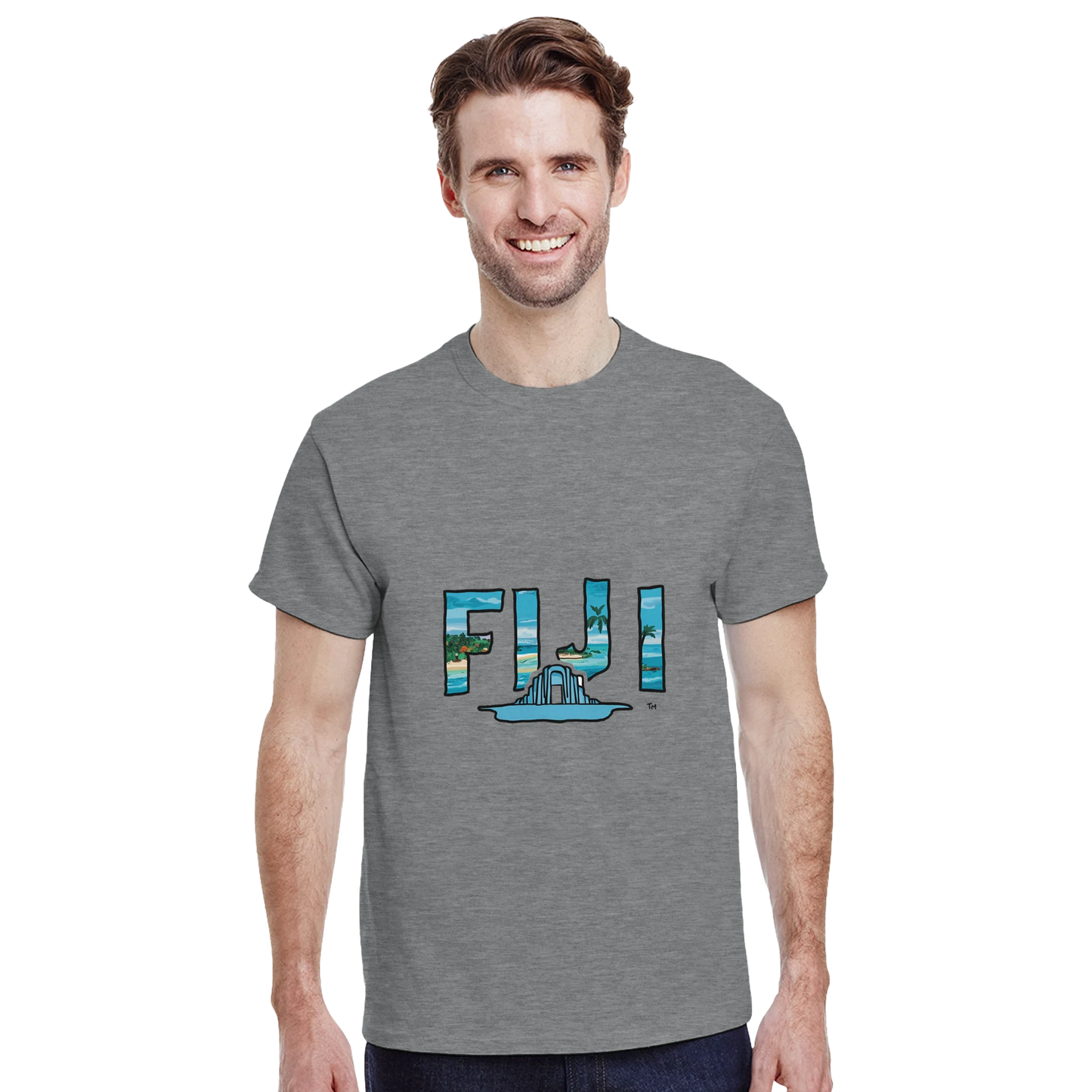 Fiji Unisex Travel T-Shirt featuring a man