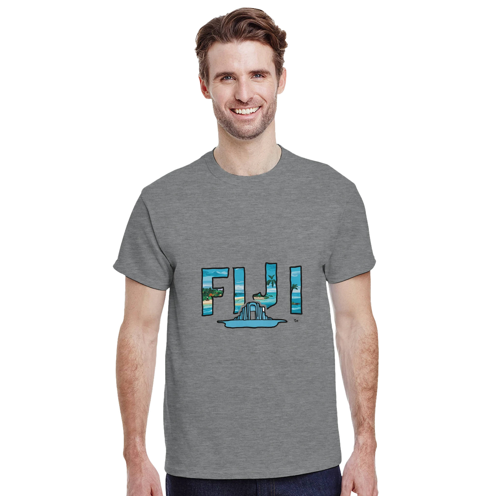 Fiji Unisex Travel T-Shirt featuring a man