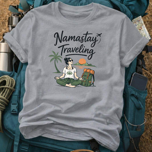"Namastay Traveling" Yoga Graphic Tee - Tropical Mindfulness & Adventure T-Shirt