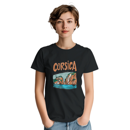 Corsica Unisex Travel T-Shirt featuring a person