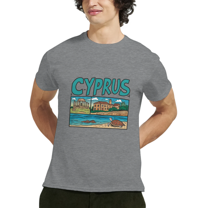 Cyprus Unisex Travel T-Shirt featuring a man