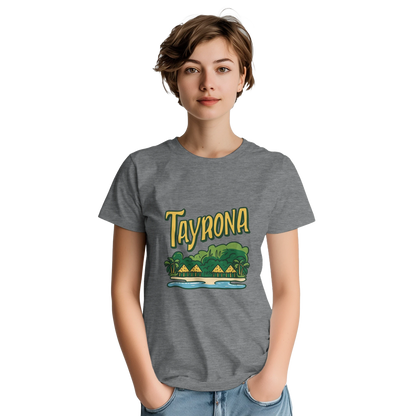 Tayrona Colombia Unisex Travel T-Shirt featuring a person