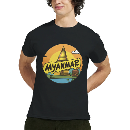 Myanmar Unisex Travel T-Shirt featuring a man