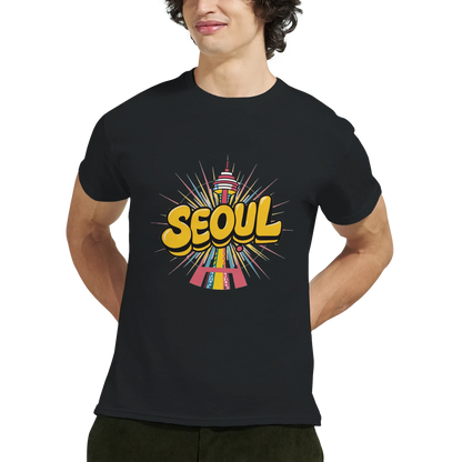 Seoul South Korea Unisex Travel T-Shirt featuring a man