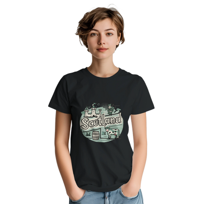 Scotland Unisex Travel T-Shirt featuring a person