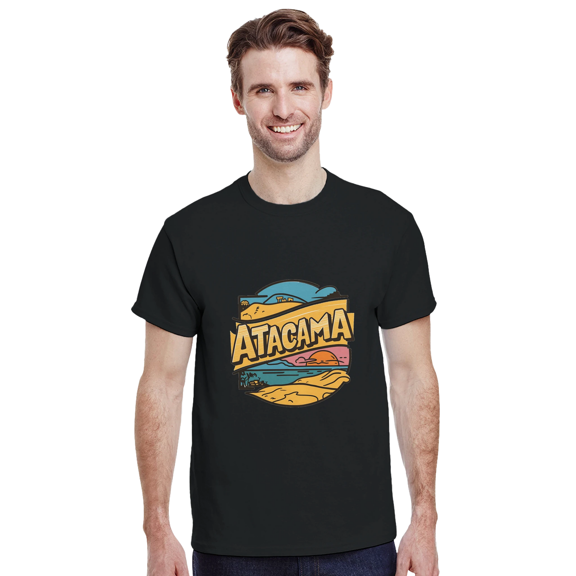 Atacama Chile Unisex Travel T-Shirt featuring a man