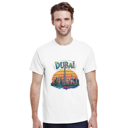 Dubai Unisex Travel T-Shirt featuring a man