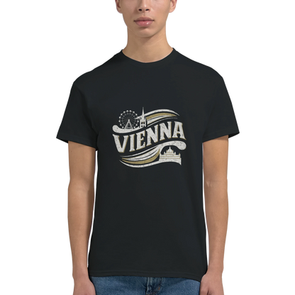 Vienna Austria Unisex Travel T-Shirt featuring a man