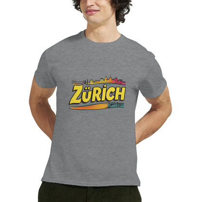 Zurich Switzerland Unisex Travel T-Shirt featuring a man