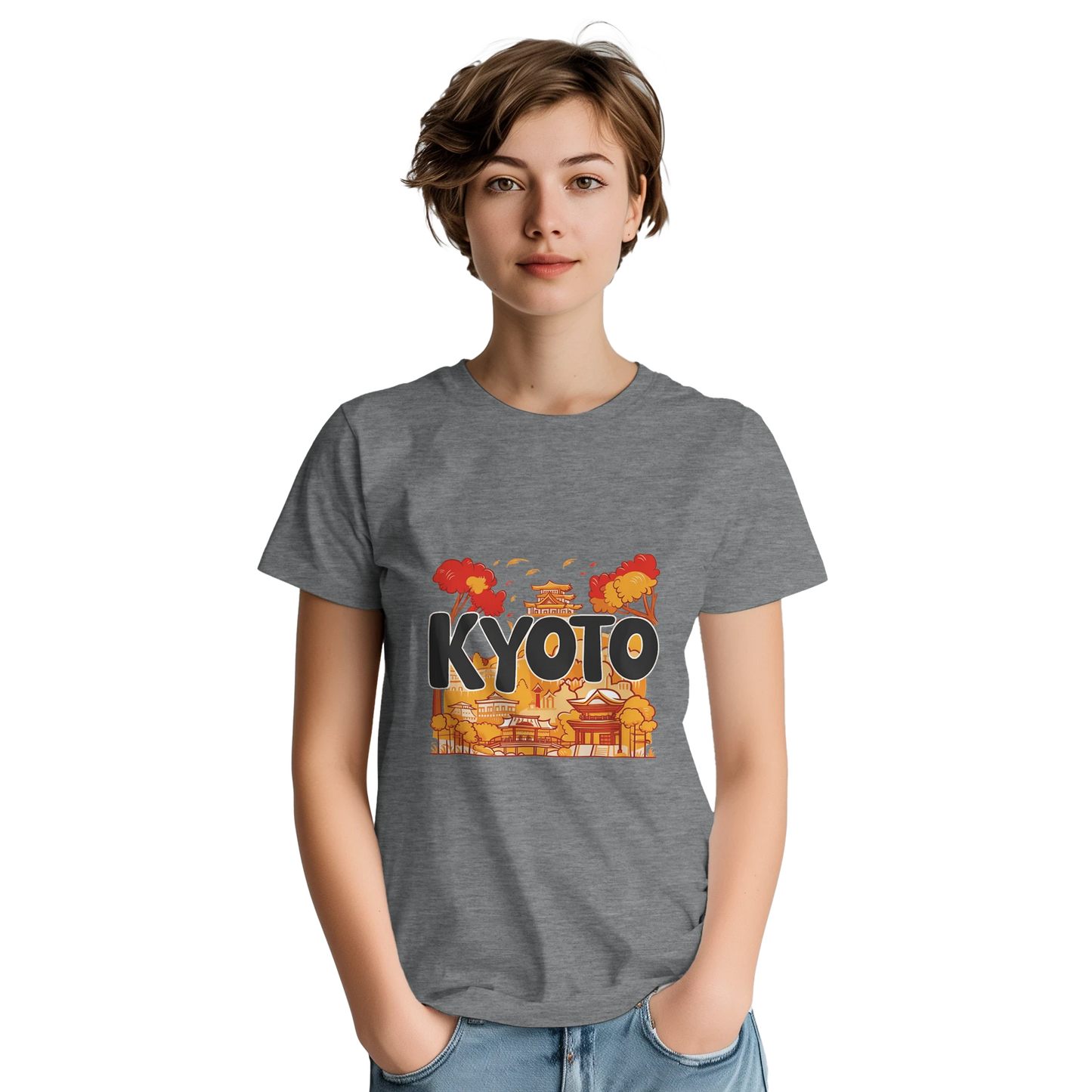 Kyoto Japan Unisex Travel T-Shirt featuring a person
