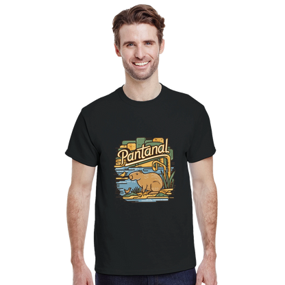 Pantanal Brazil Unisex Travel T-Shirt featuring a man