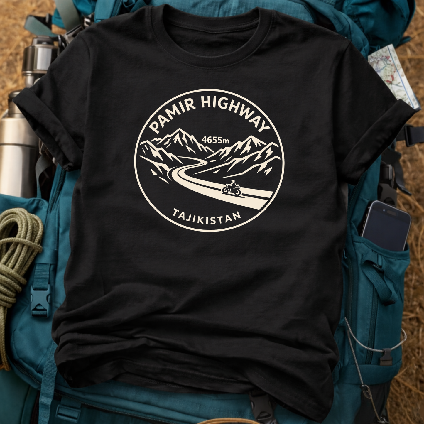Pamir Highway Adventure Motorcycle T-Shirt – Tajikistan M41 Overlanding Tee