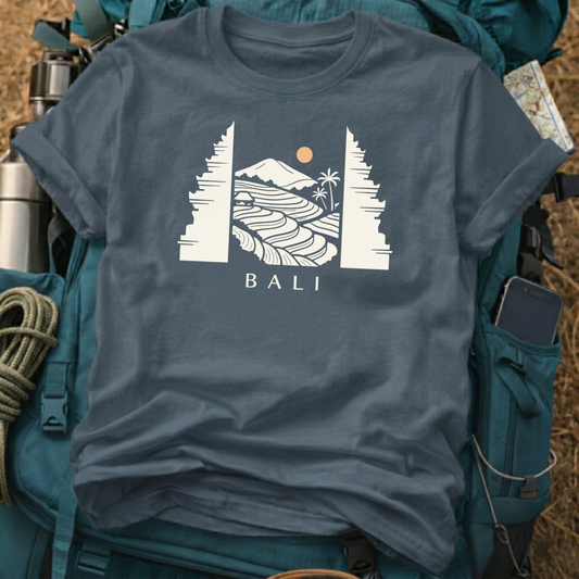Bali Rice Terrace T-Shirt – Temple Frame Landscape Graphic Tee