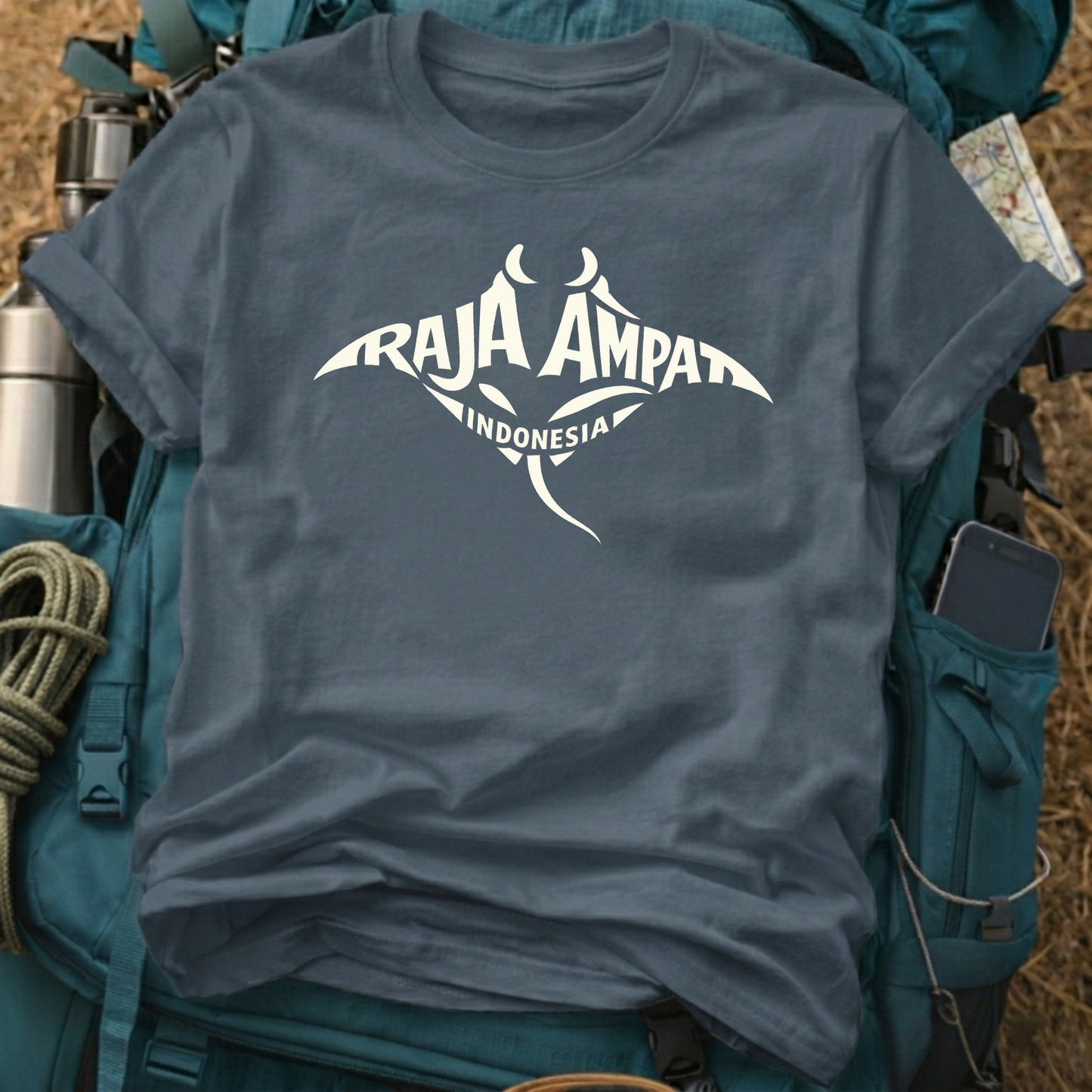 Raja Ampat Indonesia T-Shirt - Manta Ray Dive Graphic Tee