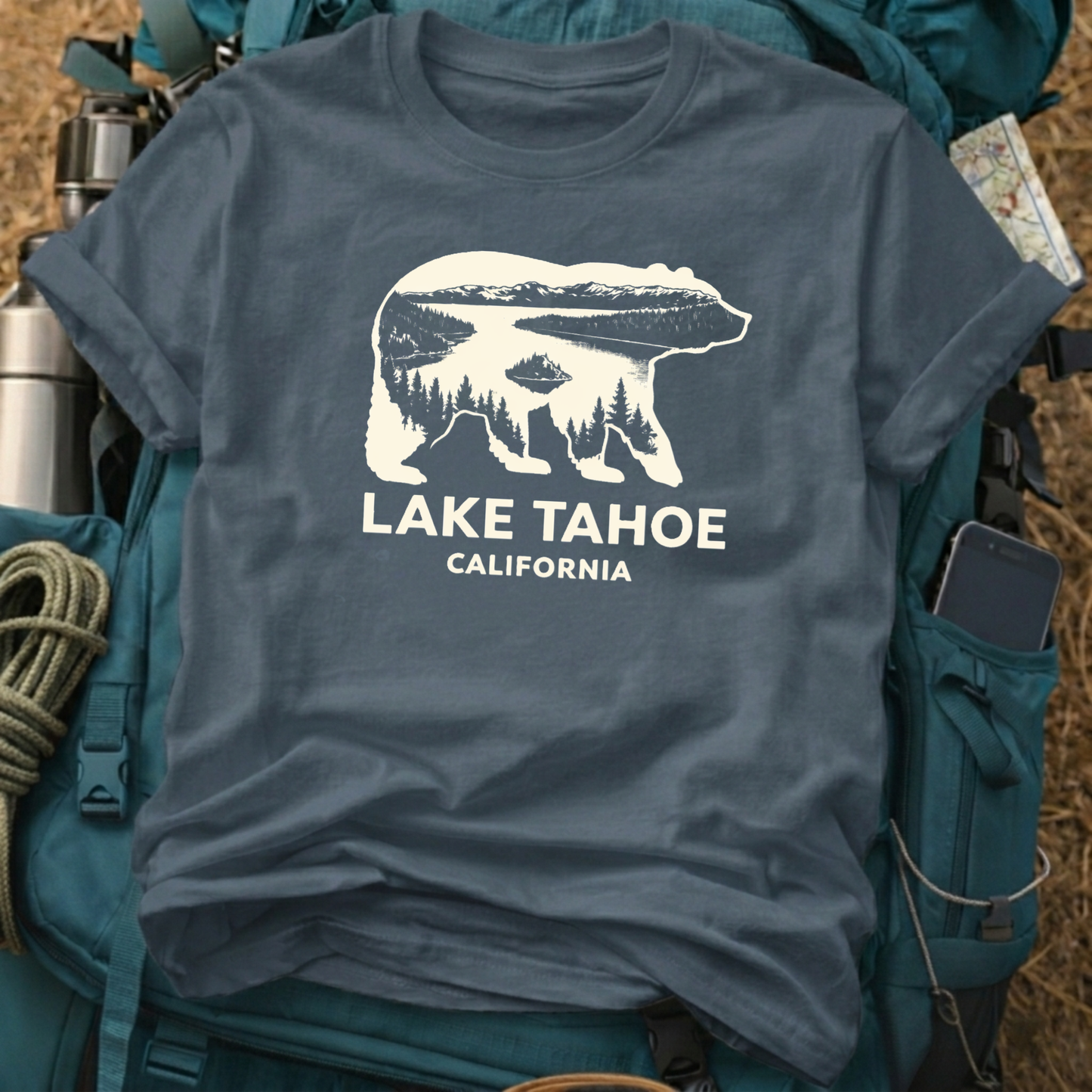 Lake Tahoe California T-Shirt – Emerald Bay Bear Graphic Tee