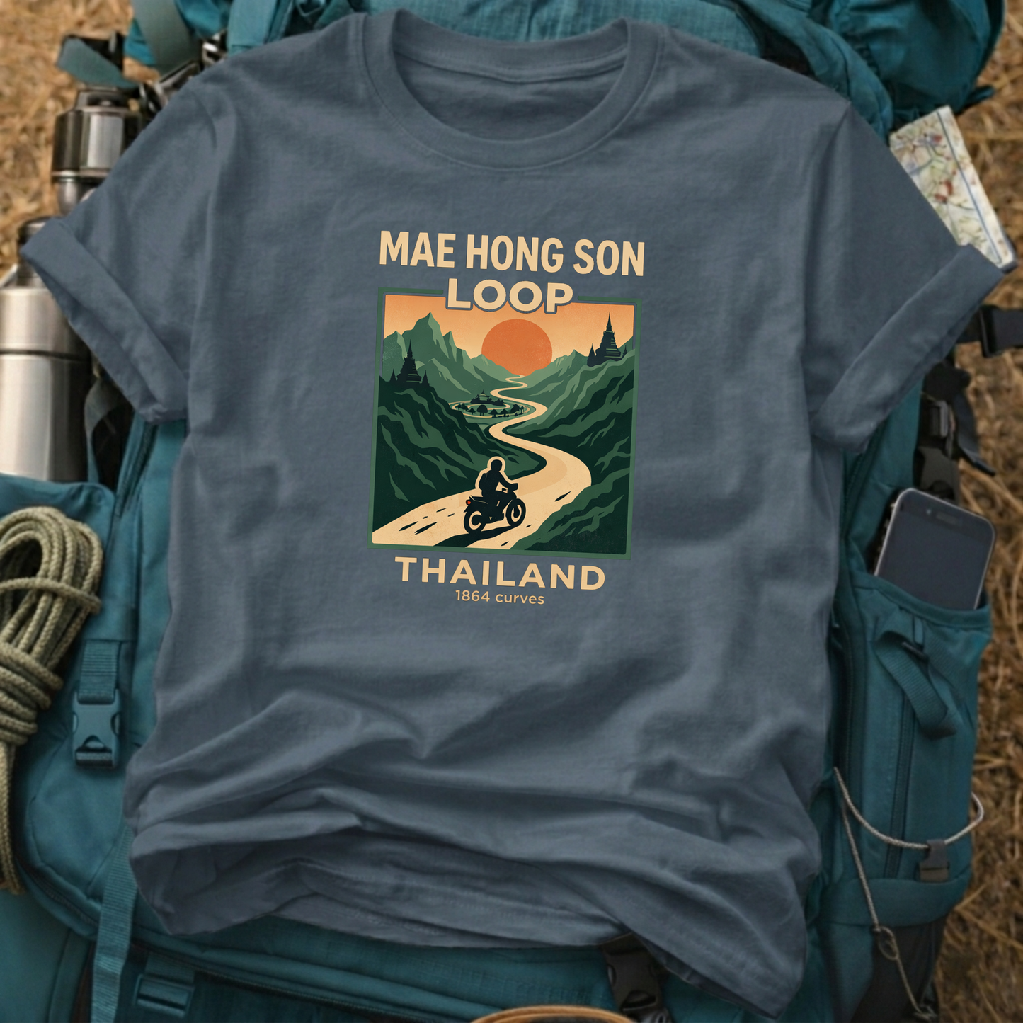 Mae Hong Son Loop Thailand T-Shirt – 1864 Curves Motorcycle Adventure Graphic Tee