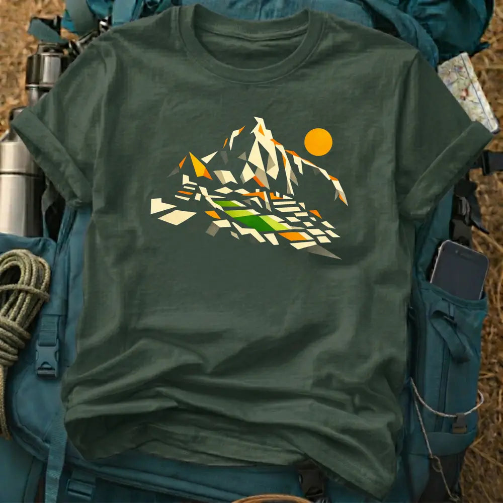 Machu Picchu Abstract Cubism T-Shirt - Geometric Travel Graphic Tee