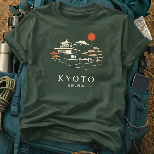 Kyoto Vintage Sunset Tee - Japanese Temple Graphic T-Shirt