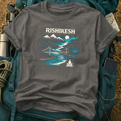 Rishikesh T-Shirt – Ganges & Laxman Jhula Graphic Tee