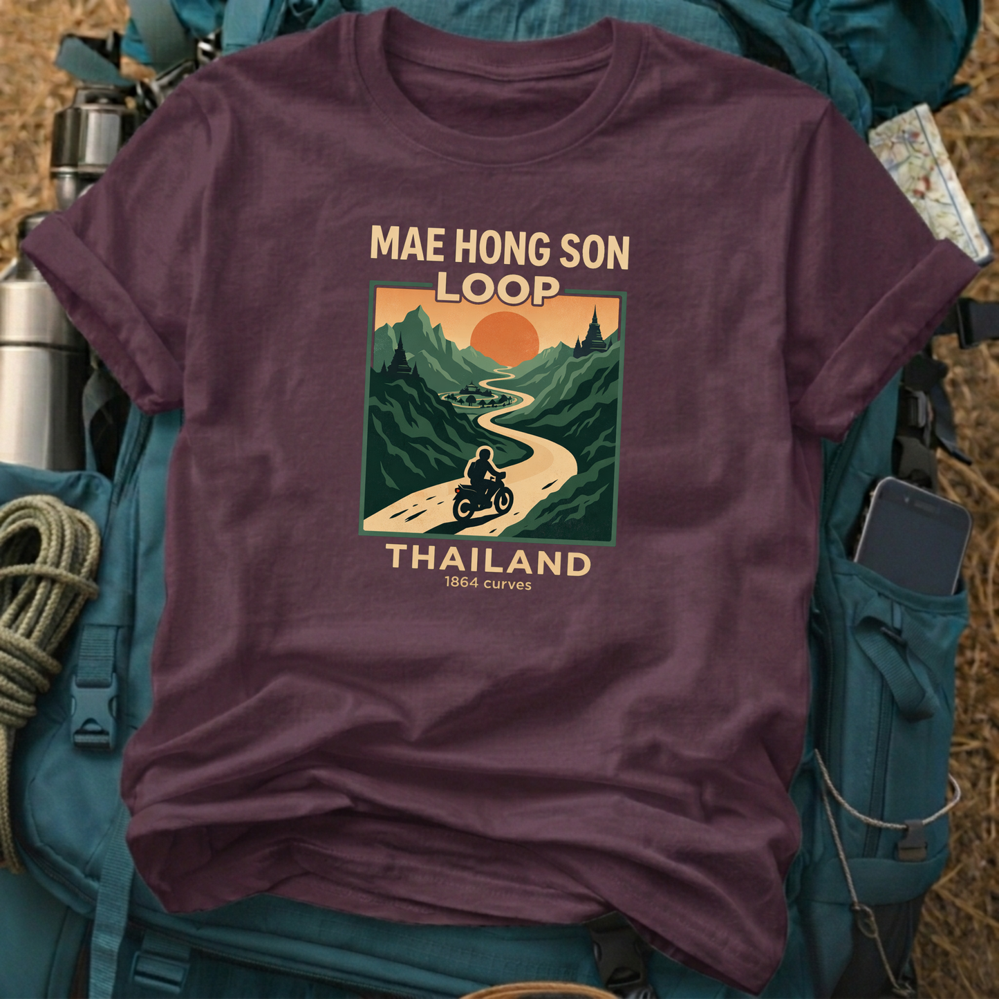 Mae Hong Son Loop Thailand T-Shirt – 1864 Curves Motorcycle Adventure Graphic Tee