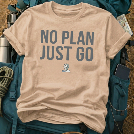 "No Plan Just Go" Vintage Distressed Graphic Tee - Adventure & Travel T-Shirt
