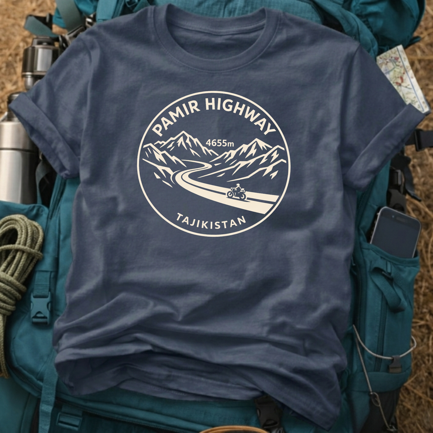 Pamir Highway Adventure Motorcycle T-Shirt – Tajikistan M41 Overlanding Tee
