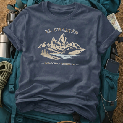 El Chalten Trekking T-Shirt - Minimalist Fitz Roy Silhouette Graphic Tee