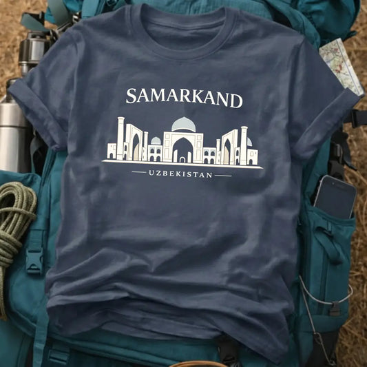 Samarkand Uzbekistan Skyline T-Shirt - Travel Souvenir Tee