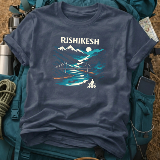 Rishikesh T-Shirt – Ganges & Laxman Jhula Graphic Tee