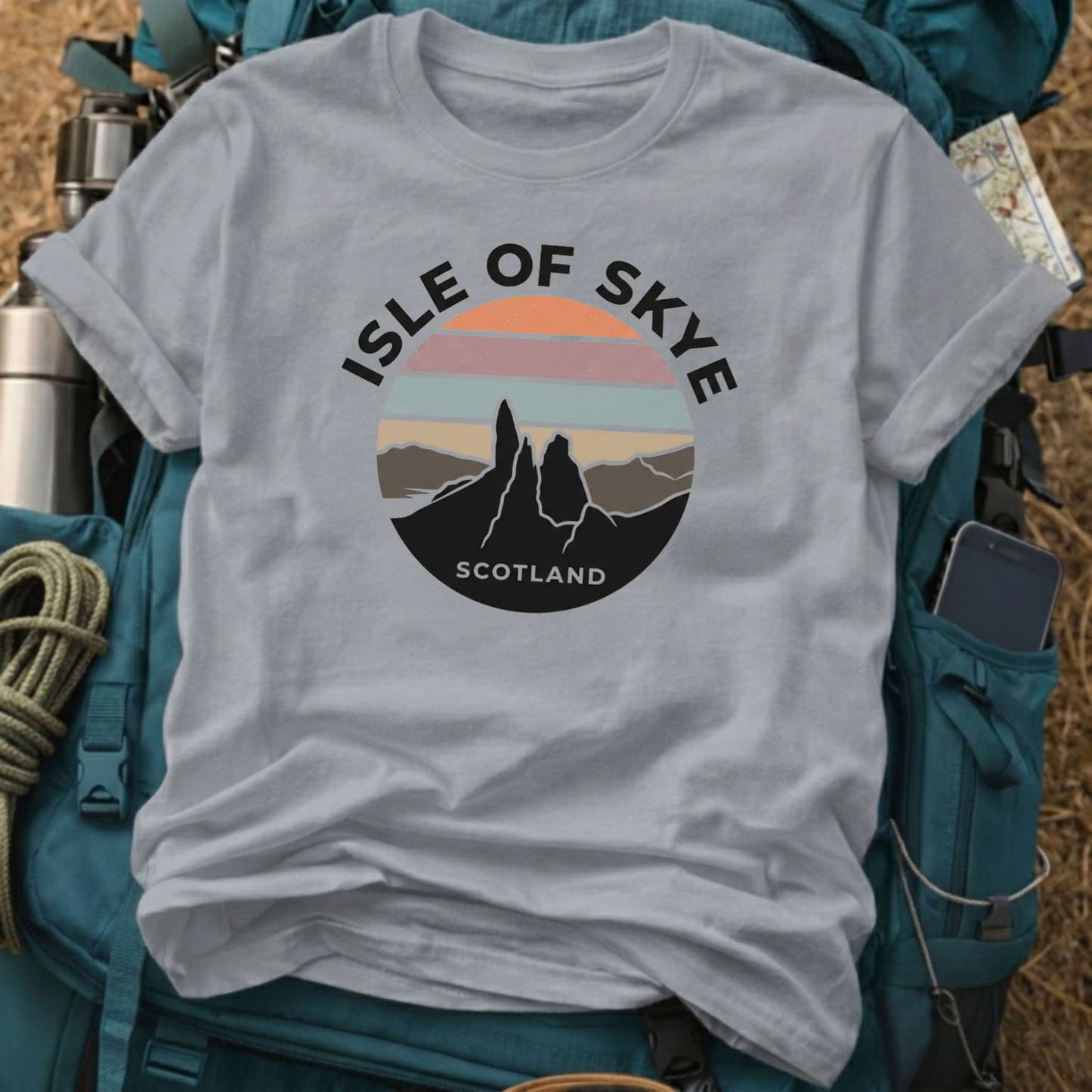 Isle of Skye Scotland Retro T-Shirt - Old Man of Storr Vintage Sunset Graphic Tee
