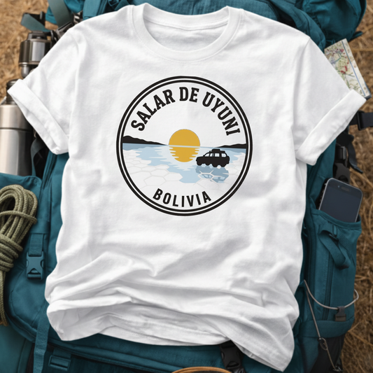 Salar de Uyuni Bolivia Graphic Tee - Retro Salt Flats 4x4 Adventure Shirt