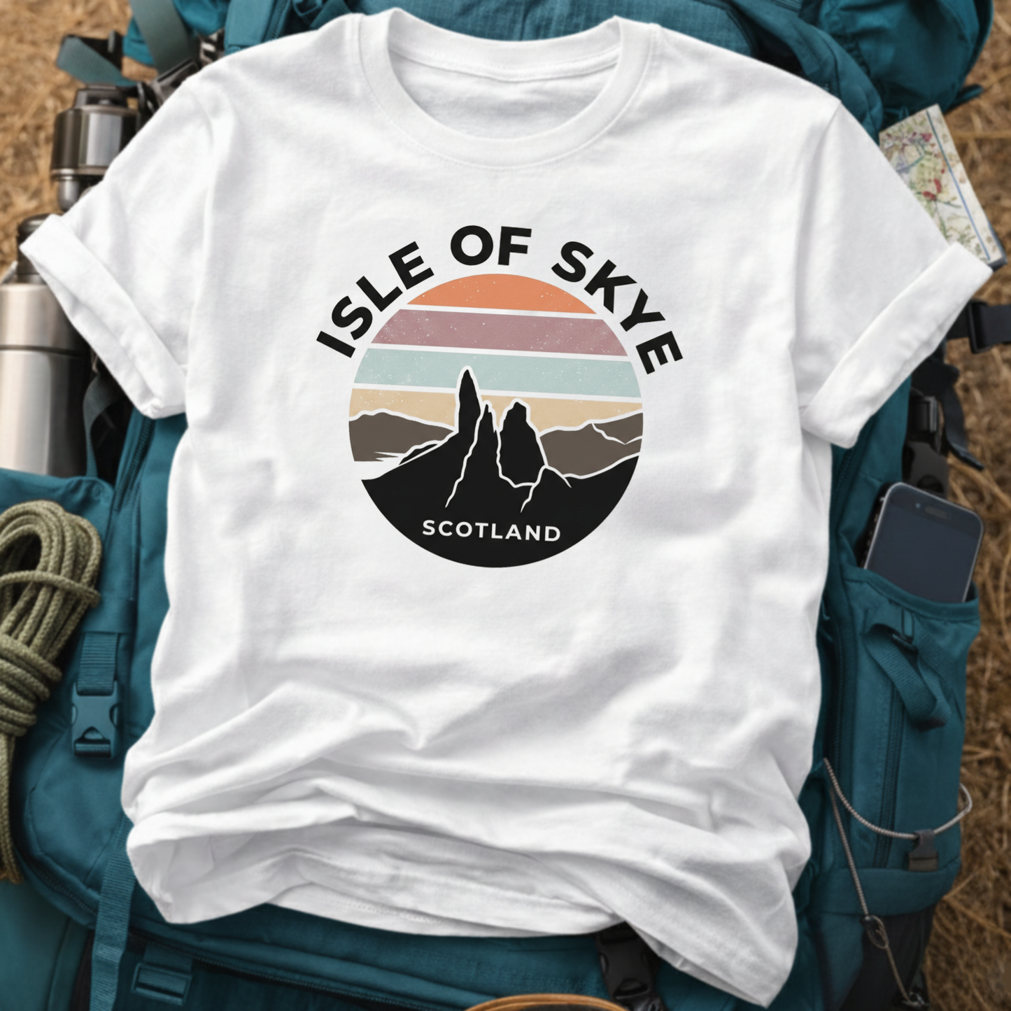Isle of Skye Scotland Retro T-Shirt - Old Man of Storr Vintage Sunset Graphic Tee