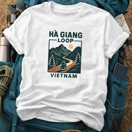 Ha Giang Loop Vietnam Adventure Cycling T-Shirt - Mountain Trail Graphic Tee