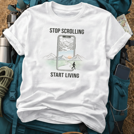 "Start Living" Graphic Tee - Minimalist Digital Detox Nature Shirt