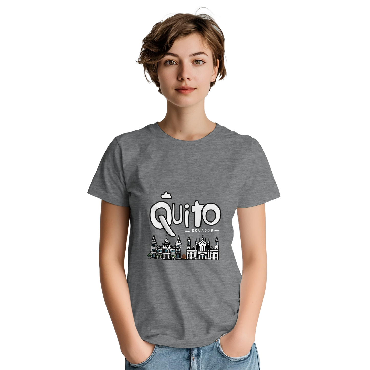 Quito Ecuador Unisex Travel T-Shirt featuring a person