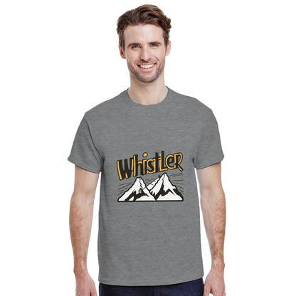 Whistler Canada Unisex Travel T-Shirt featuring a man