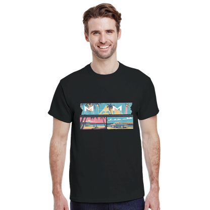 Miami USA Unisex Travel T-Shirt featuring a man