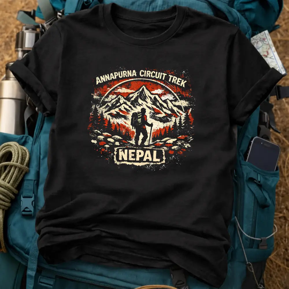 Annapurna Circuit Trek T-Shirt – Punk Distressed Nepal Mountain Tee