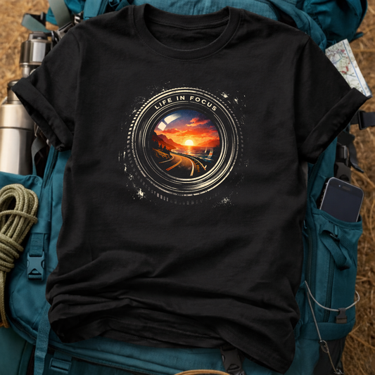 Life In Focus - Camera Lens Sunset Graphic T-Shirt