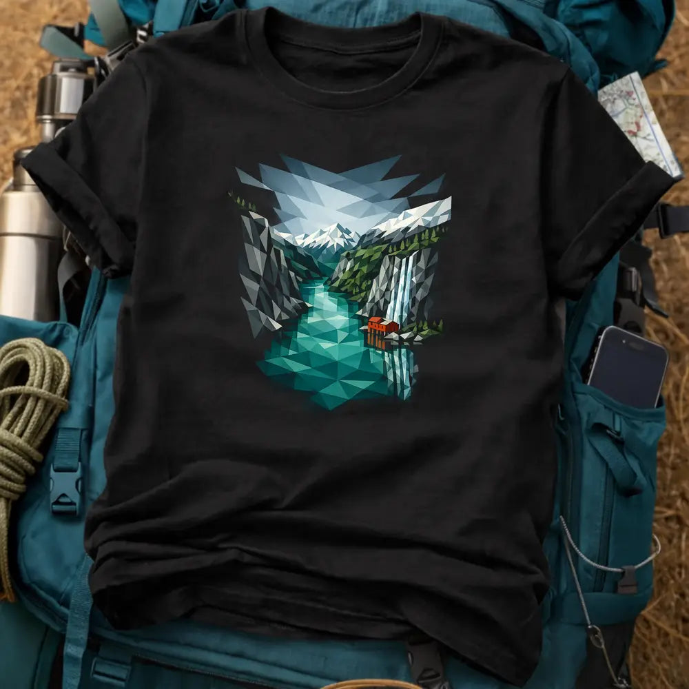 Norway T-Shirt – Geometric Fjord Valley Low-Poly Graphic Tee