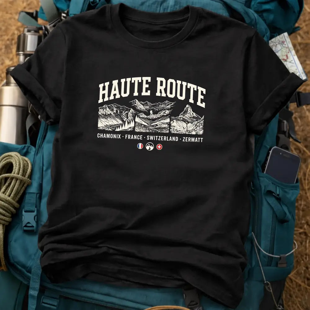 Haute Route T-Shirt – Retro Alpine Trekking Graphic Tee